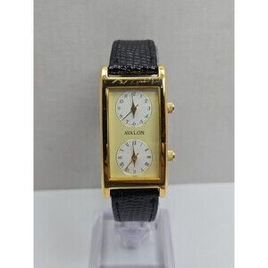 Vintage Avalon by Citizen Dual Time 22mm Gold Tone Tank Dress Watch New Battery